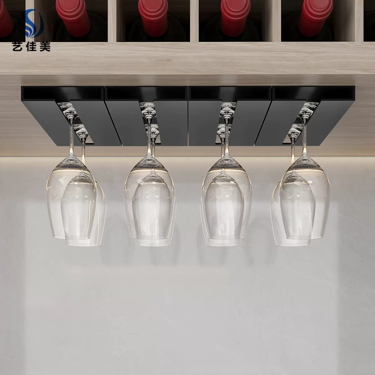 创意高脚杯架太空铝悬挂式倒挂葡萄酒杯架免打孔家用红酒杯架