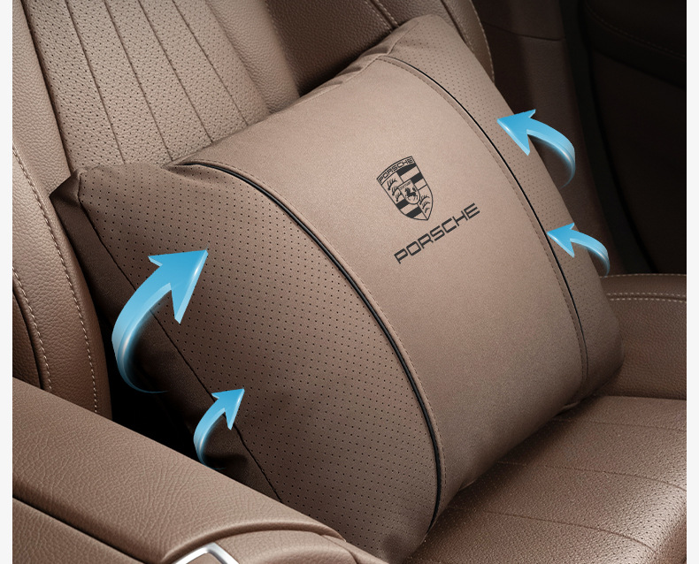 Suitable for Porsche Car Headrests, Porsche Cayenne, Macan, Panamera Car Neck Pillows, and Lumbar Support