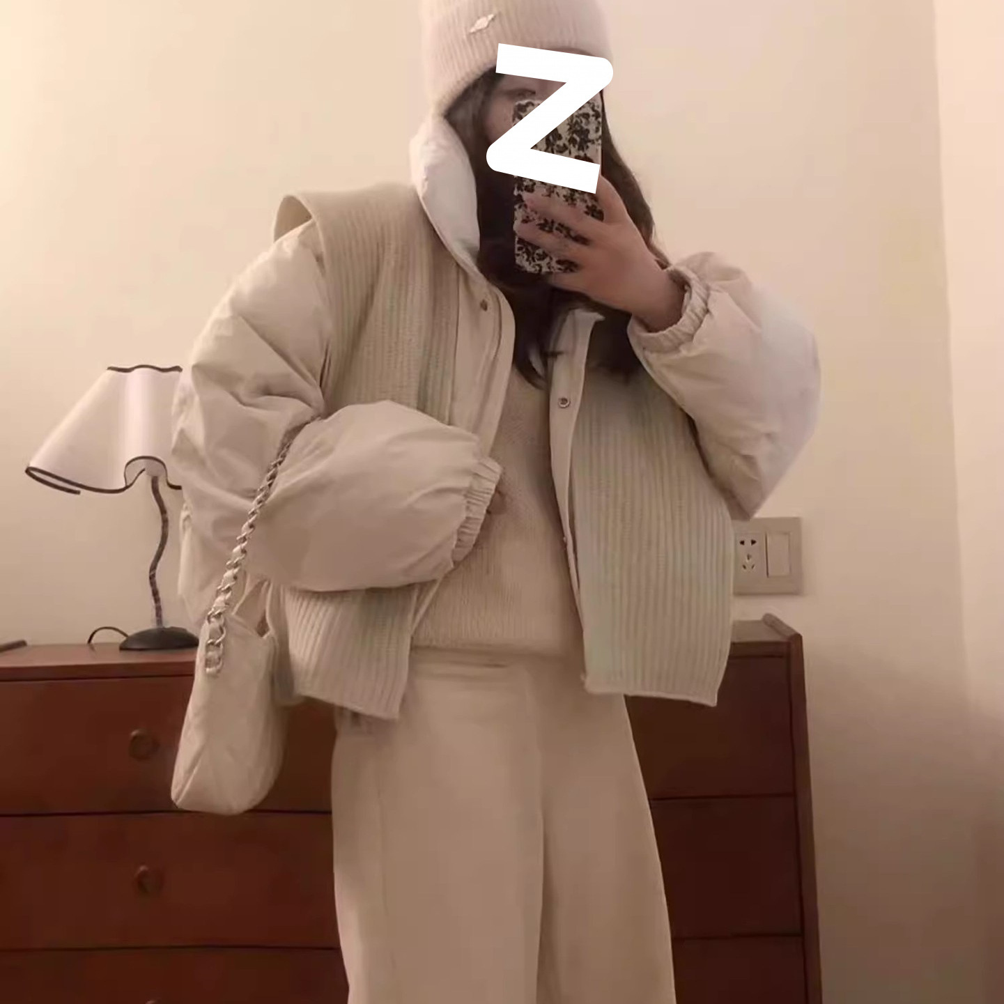 平湖针织披肩羽绒服面包服小清新气质羽绒服女韩版甜美小个子均码