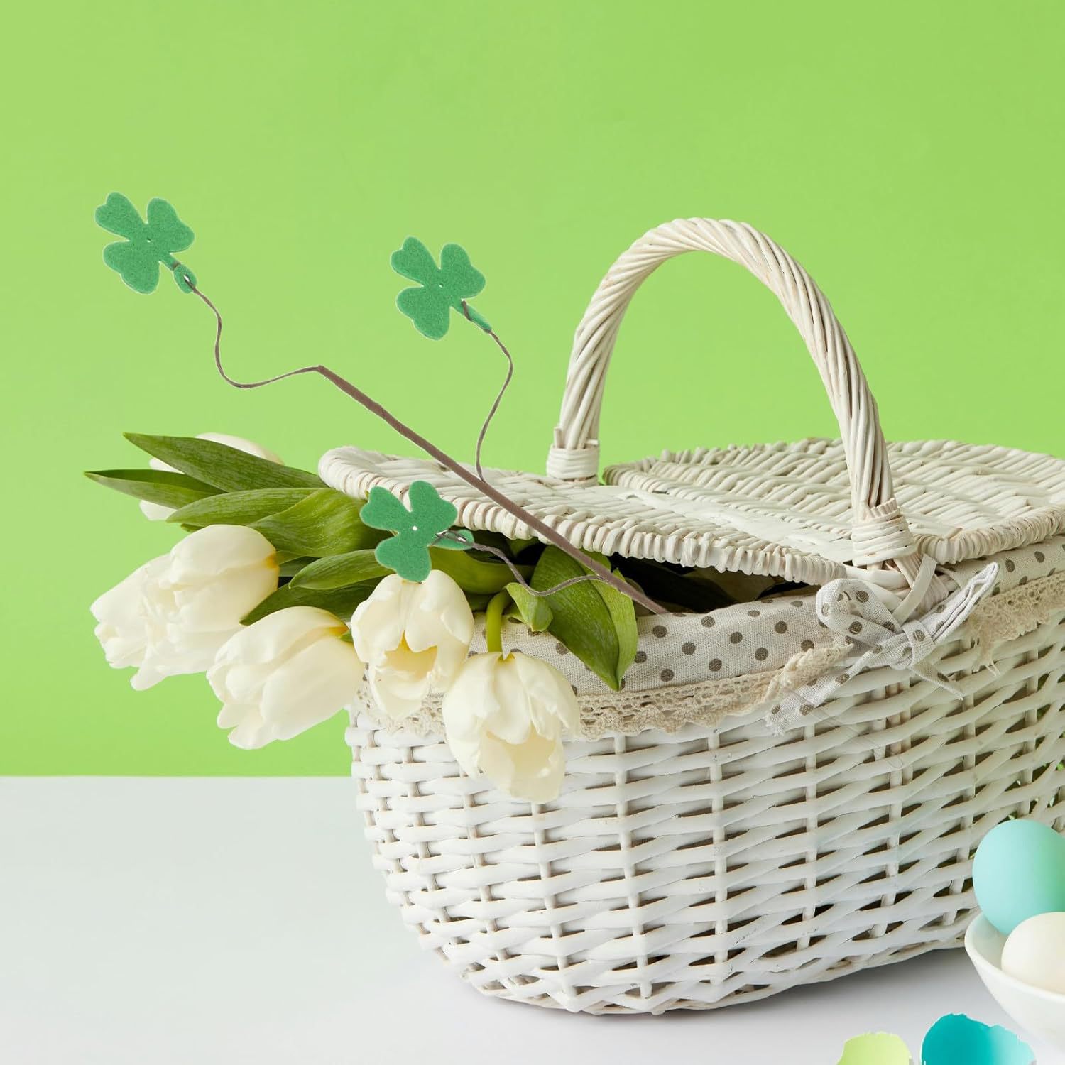 20 piezas de decoración del día de San Patricio artificial imitación de cuatro hojas fieltro fiestas irlandesas decoración