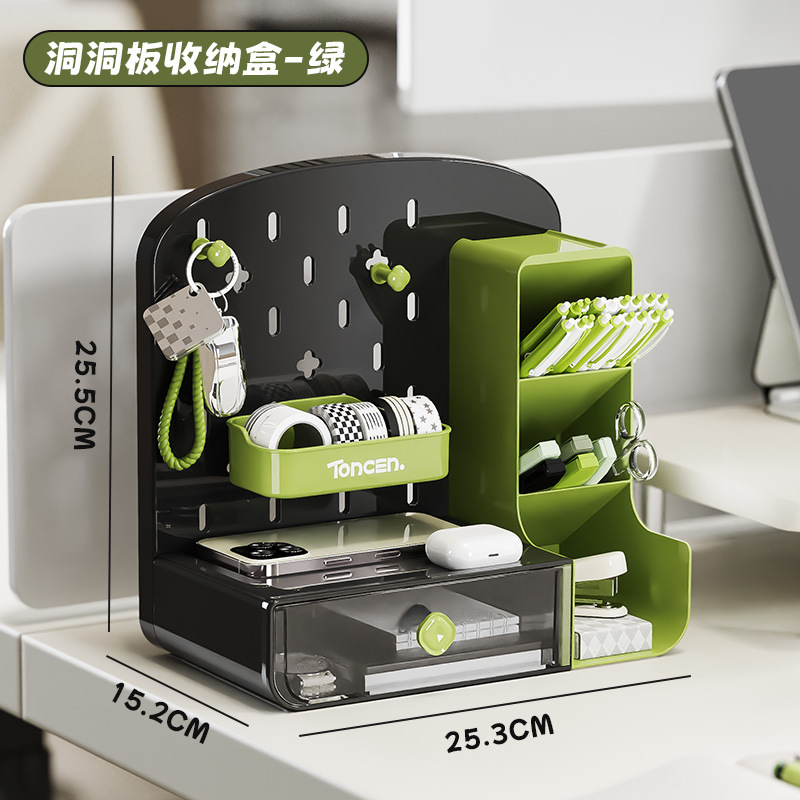 Caja de almacenamiento de escritorio personalizada agujero placa agujero tipo cajón bolígrafo de estudiante estante de almacenamiento doméstico acrílico caja de escritorio