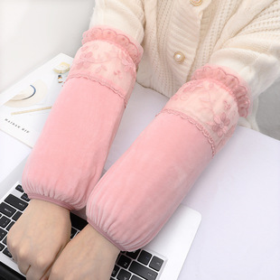 New Long Sleeve Women's Anti-fouling Sleeve Winter Flannel Lace Sleeve All-match Down Jacket Sleeve