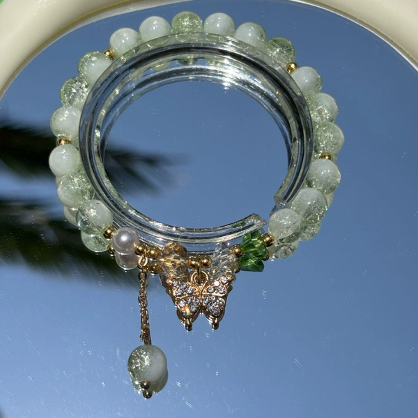 S028-Green Gold Butterfly Cheese Milk Cover Bracelet #SZ222