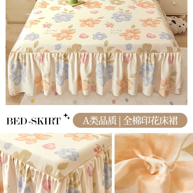 2025 nueva falda de cama de algodón de una sola pieza 2025 nueva funda de cama de algodón individual universal de cuatro estaciones con falda