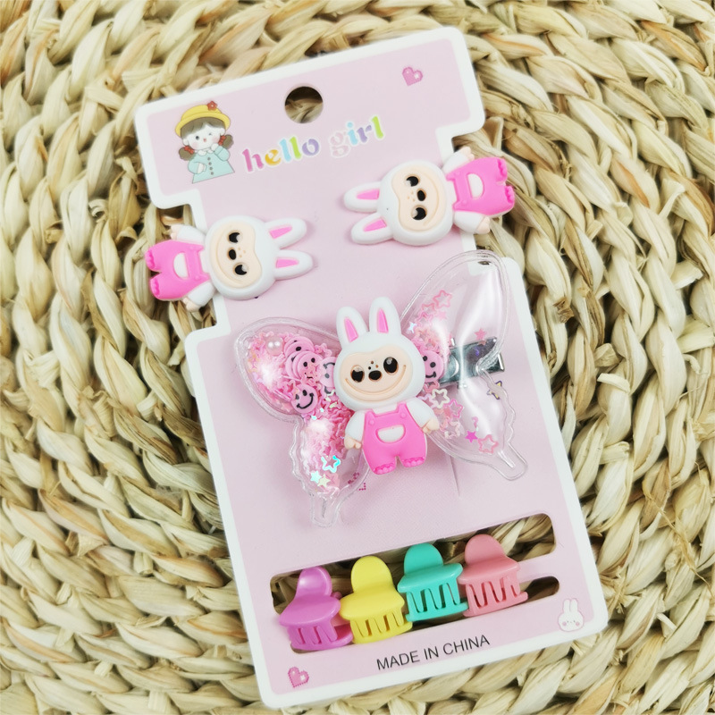 Dibujos animados de tela Rab con lentejuelas y lazos no dañan el pelo clip de paño de paño Rab con broche mini para pinzas infantiles image 7
