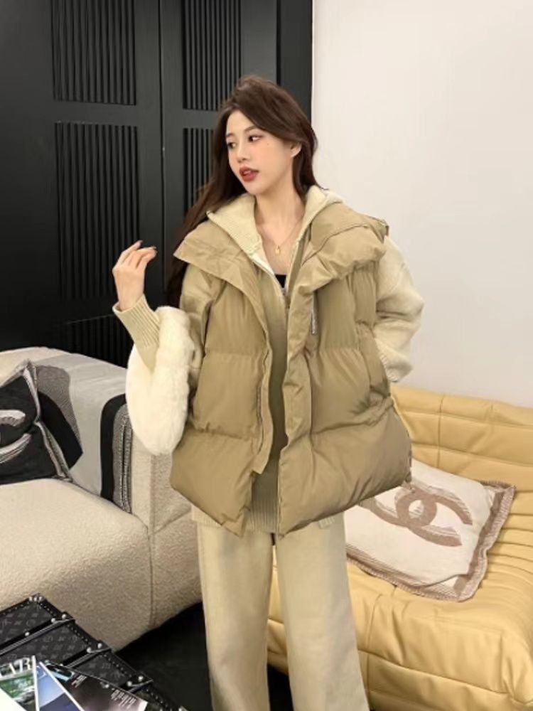 港风ins秋冬季羽绒棉棉服马甲女坎肩百搭网红潮流马夹上衣外套女