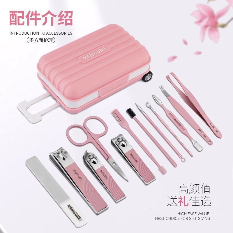 Kit completo de cortador de uñas Kit de pinzas de uñas Kit de herramientas de caja de almacenamiento de manicura de dedo Maleta de viaje Herramientas de pedicura