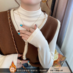 白色打底衫女内搭修身2025年新款半高领保暖加绒加厚秋冬中领上衣