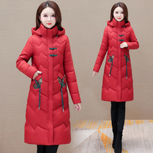 中长款连帽棉衣女2025年冬季新款气质修身中老年妈妈棉服棉袄外套