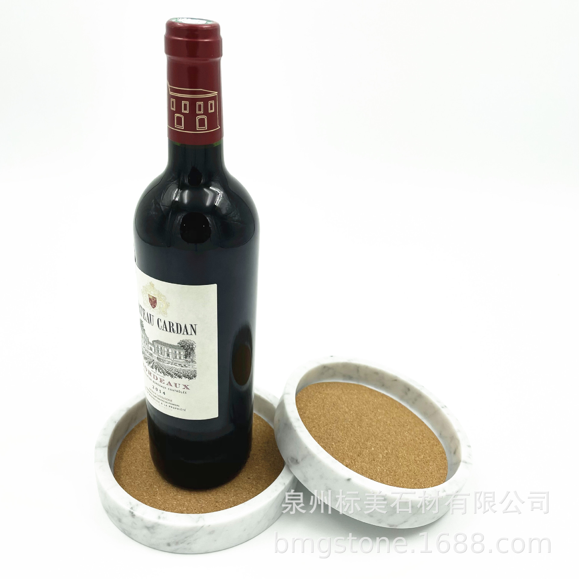 天然大理石酒托大理石酒瓶杯垫酒架软木大理石酒托亚马逊酒托收纳
