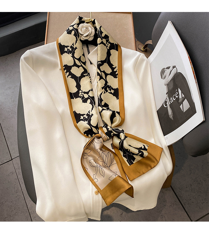 Women's Fashion Flower Satin Silk Scarves display picture 1