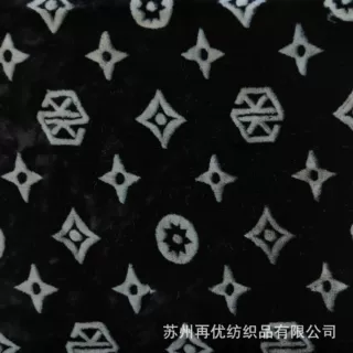 高克重雕印兔毛绒 毛绒玩具服装面料 毛领家纺布料