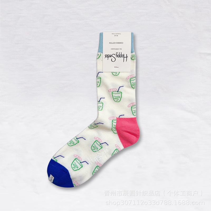 happysocks suecos calcetines de moda damas in-mode versátil animación calcetines de algodón de cintura alta al por mayor