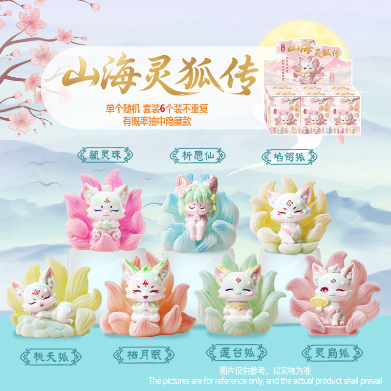 2025新款可发光山海灵狐传潮玩盲盒植绒手办家居桌面摆件礼物批发|undefined