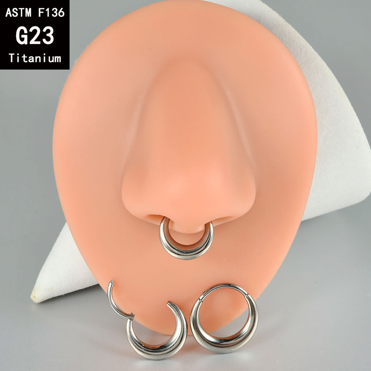 G23 Titanium Oval Septum Nose Ring Earrings - Gold Crescent Ear Bone Ring Classy Body Jewelry detail image 9