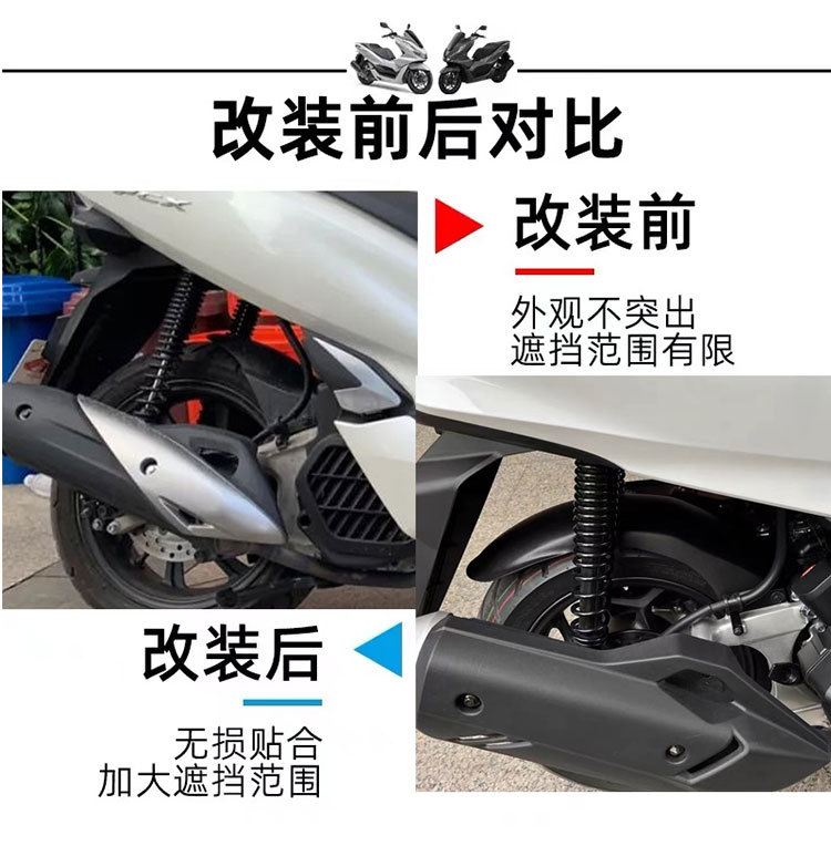 Suitable for 25 Honda Pcx160 Motorcycles with Extended Rear Fenders Adv160 Modified Anti-Mud Tiles and Sand Shields