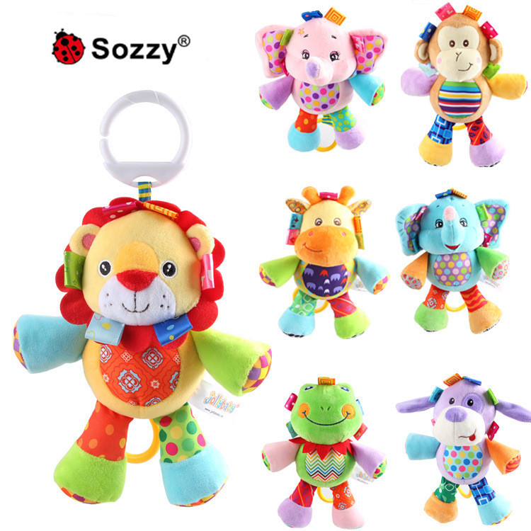 Plush toys sozzy music bell ring cute animal lathe hanging seven 0-year-old baby comfort toys wholesale