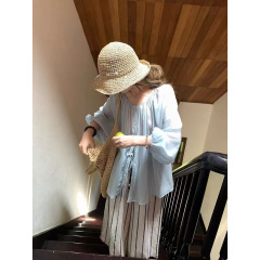 韩版苎麻轻盈感两面穿新款设计感系带慵懒风宽松衬衫