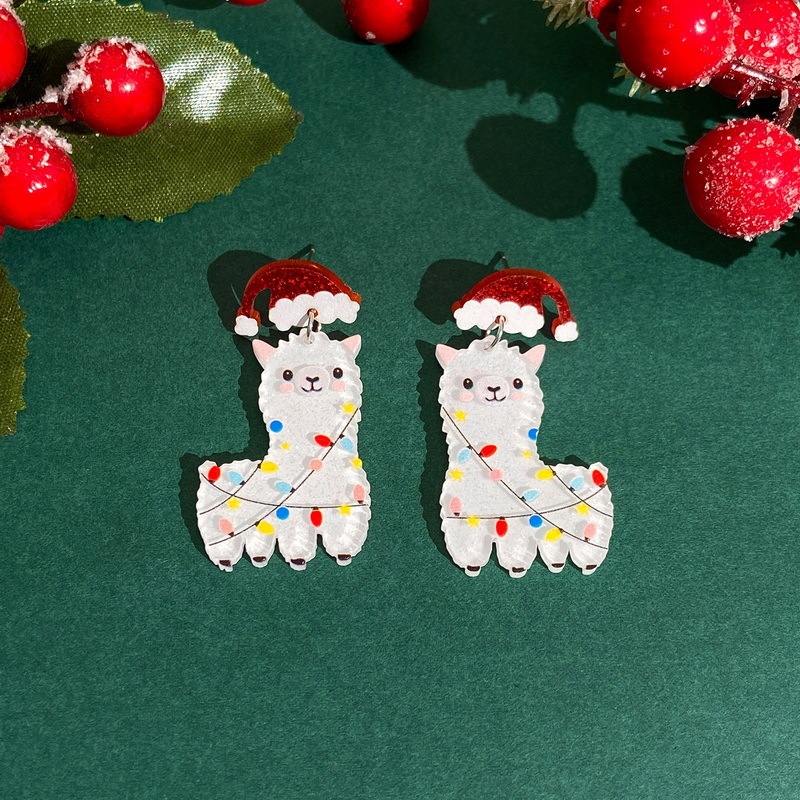 メーカー直販越境クリスマス祭り耳飾りファッション創意クリスマス帽子ヒツジピアスイヤリング卸売り|undefined