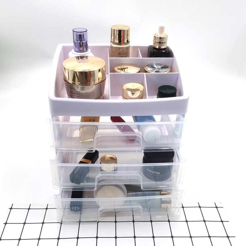 化妆品收纳盒子塑料桌面防尘置物架口红刷面膜抽屉式梳妆台整理格