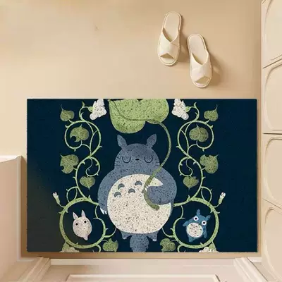 Avtomobil döşəmə paspasları, Totoro Silk Loop Floor - chinchilla-and-lush-green-plants-4060cm-silk-circle