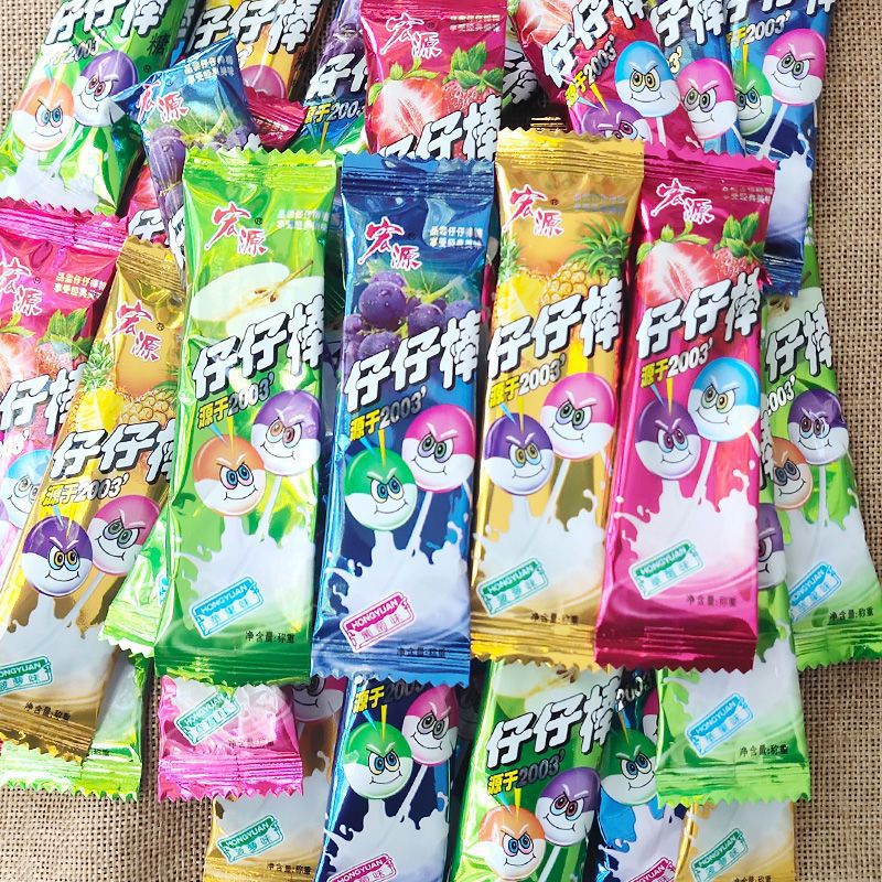 宏源仔仔棒アメ卸売り高颜値児童硬糖子棒混合味キャンディー箱卸売り