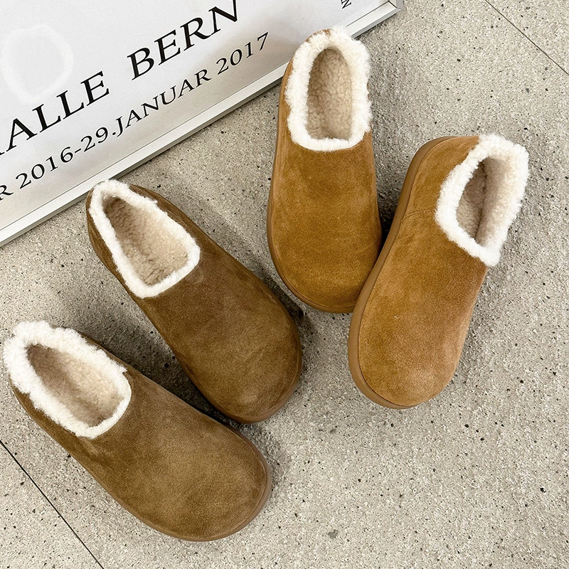 Birken маленький картофель плюс бархат 2024 новый зимний педаль Baotou обувь Мюллер повседневные холодостойкие теплые хлопчатобумажные тапочки