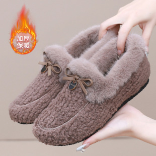 Cotton Shoes Winter fleece-lined Warm Outwear All-match Slip-in Mao Mao Shoes Non-slip Soft-soled Casual Bean Shoes