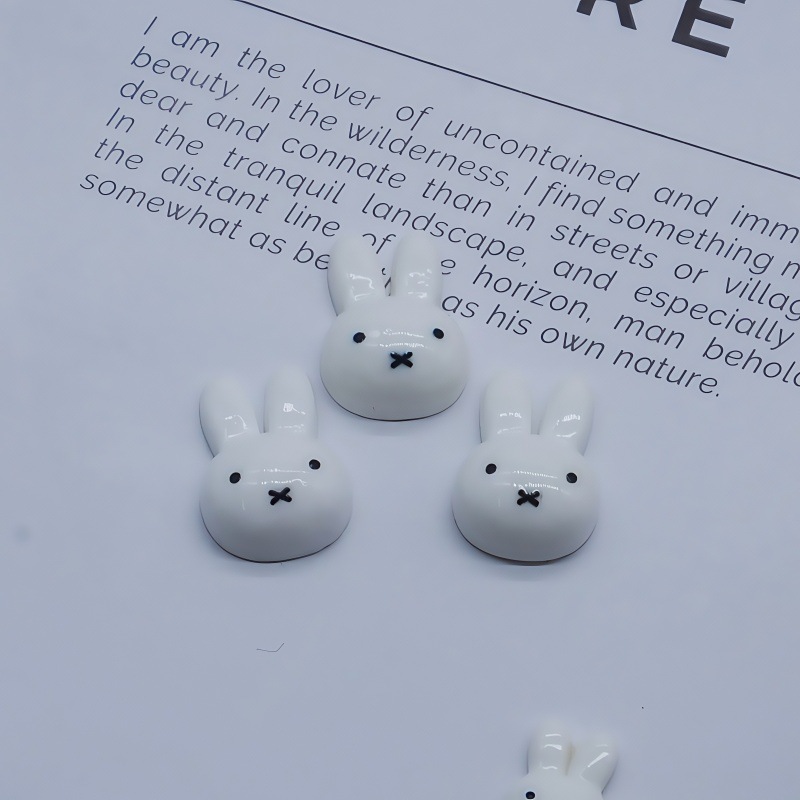 Miffy adorable cabeza de conejo resina de manicura accesorios hechos a mano pegamento crema diy clip para el cabello accesorios para el cabello con cáscara de teléfono móvil agujero zapatos agujero image 10