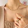 Brand zirconium, pendant, fashionable necklace stainless steel, European style, simple and elegant design