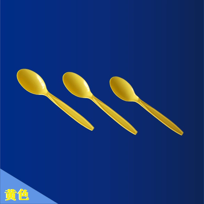 Plastic disposable multicoloured spoon, (Physicals), increased thickness
