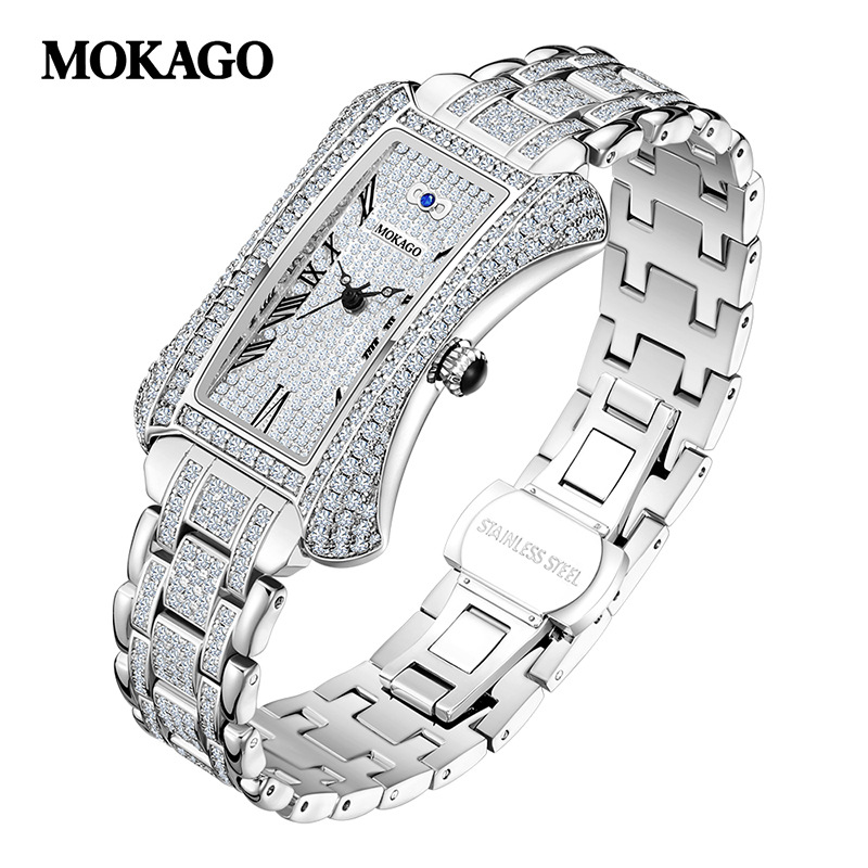 MOKAGO MOMO YANGGAO 8120 reloj de lujo ligero con diamantes completos en forma de estrella aerodinámica reloj de mujer con diamantes completos reloj de cuarzo