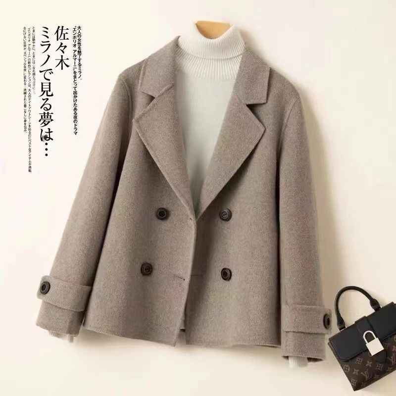 2025 Spring and Autumn Double-Breasted Short Double-Sided Woolen Coat Women's Fashion Suit Woolen Jacket Women