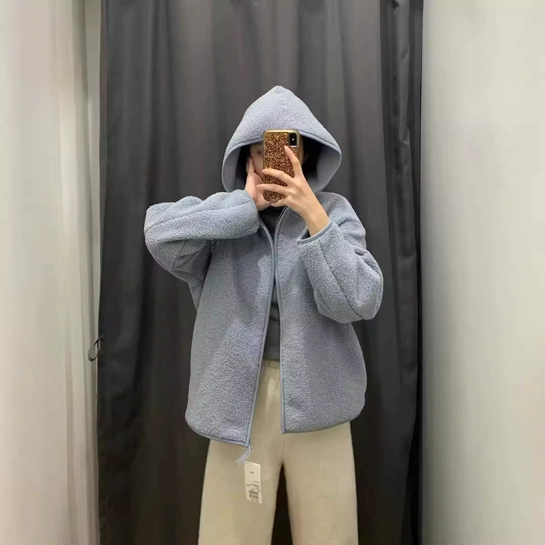 Примерочный 2024 осень и зима женская имитация баранины с флисом на молнии с длинными рукавами теплое пальто 430644