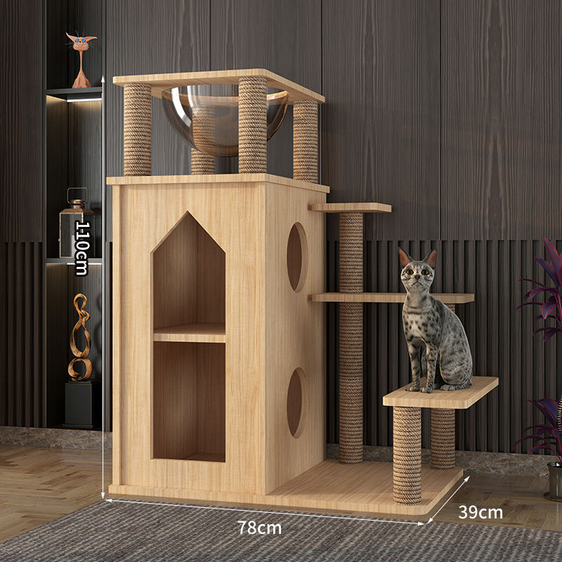 豪华猫别墅猫爬架实木diy一体猫抓柱三层猫窝猫城堡处理|undefined