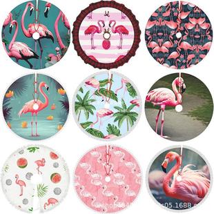 Flamingo Tree Skirt Cross-border New Product 78cm90cm101cm122cm Linen Short Plush Christmas Tree Decorations