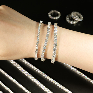 S925 Silver Inlaid Single Row Moissanite Bracelet Gold-Plated Round Tennis Chain Women's Cross-Border Hand Jewelry Export Jewelry