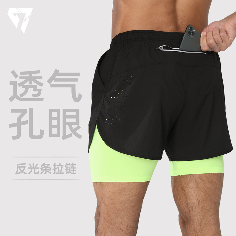Men's Athletic Shorts for Running and Track and Field, Loose Fit, 2-in-1 Quick-Dry Lining, Anti-Exposure, Double-Layer Men's Gym Shorts, Cross-Border Men's Athletic Shorts for Running and Track and Field, Loose Fit, 2-in-1 Quick-Dry Lining, Anti-Exposure, Double-Layer Men's Gym Shorts, Cross-Border