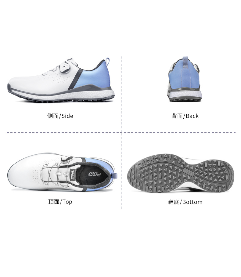 Giày golf PGM nam chống thấm nước, đế giữa vải popcorn, dây khóa xoắn — XZ210-Xám Trắng xám dần Xám, Xz210-trắng Xám chuyển dần xanh lam, XZ210-Xám trắng dần Đỏ chi tiết 19