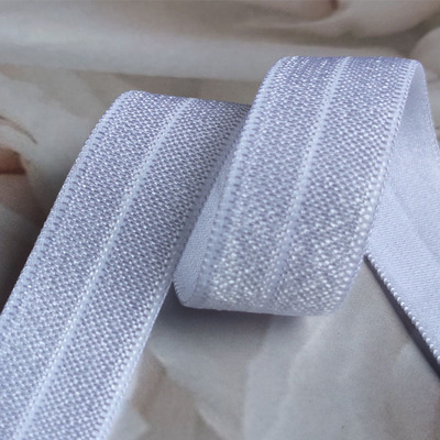 工厂直供锦纶黑白色1.5cm单边亮光夹丝松紧带弹力包边松紧带|ms