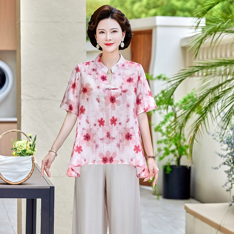 2025 Весенне-осенний модный вязаный свитер для мам, уменьшающий возраст, весенне-осенний новый осенний стильный топ для женщин среднего и пожилого возраста с круглым вырезом