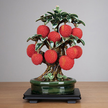 石湾公仔精品手工创意盆栽陶瓷荔枝工艺品摆件客厅餐厅中式装饰品