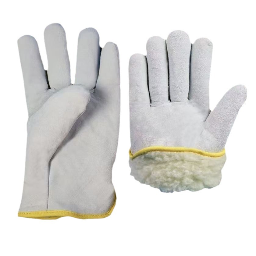 Guantes de soldadura de piel de oveja de dos capas resistentes al desgaste, resistentes a quemaduras, aislamiento térmico, soldador suave, guantes cortos de protección laboral duradero image 6