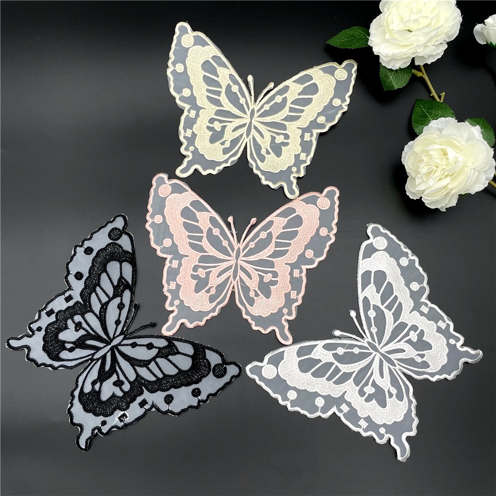 New encrypted organza fashion butterfly embroidery patch for Hanfu children's clothing decoration butterfly patch material