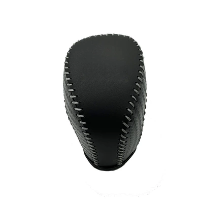 cover, Avalon gear shift cover, Sürətlər qutusu və əl tormozu başlıqları - black-leather-with-black-carbon-fiber-texture-and-light-gray-stitching