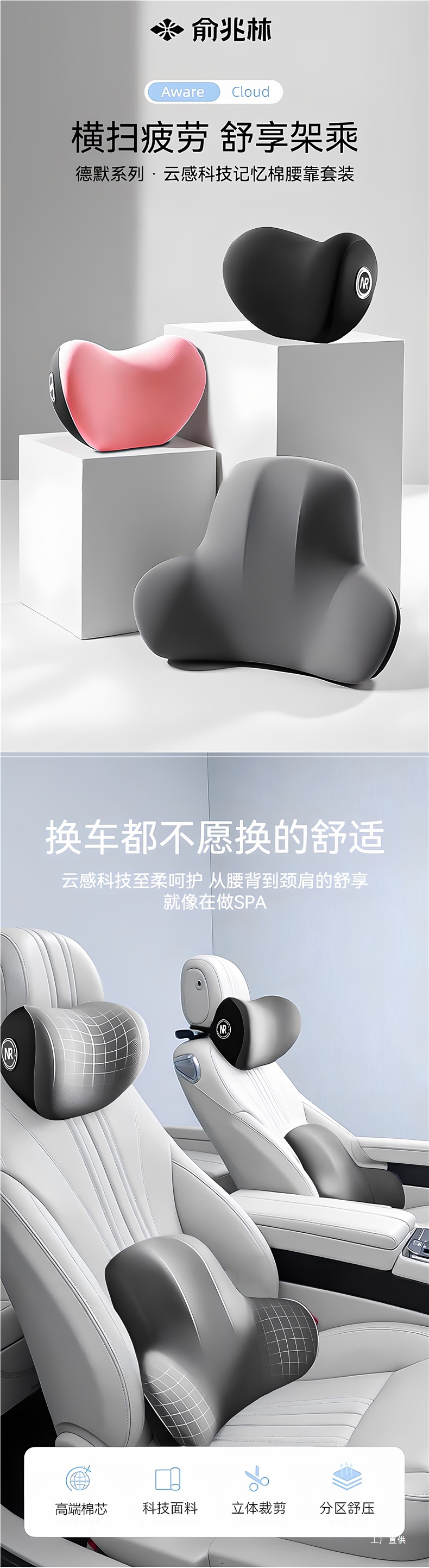 Yu Zhaolin Car Headrest Lumbar Support Cushion Seat Backrest Lumbar Pad Waist Support Neck Pillow Ji Peihui