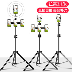 携帯電話の生放送のスタンドの三脚のキャスターの多機能の床につくデスクトップの補助ライトの自撮りのスタンドの三角の棚