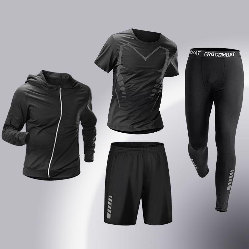 Ropa de fitness para hombres, traje de entrenamiento de baloncesto de alta elasticidad, traje deportivo de secado rápido, traje deportivo de corrida de la mañana, traje deportivo de bicicleta