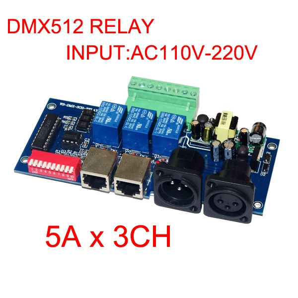 LED декодер 3-канальный реле 110-220V 5A*3ch WS-DMX-Relay-3ch-Ka-Ban
