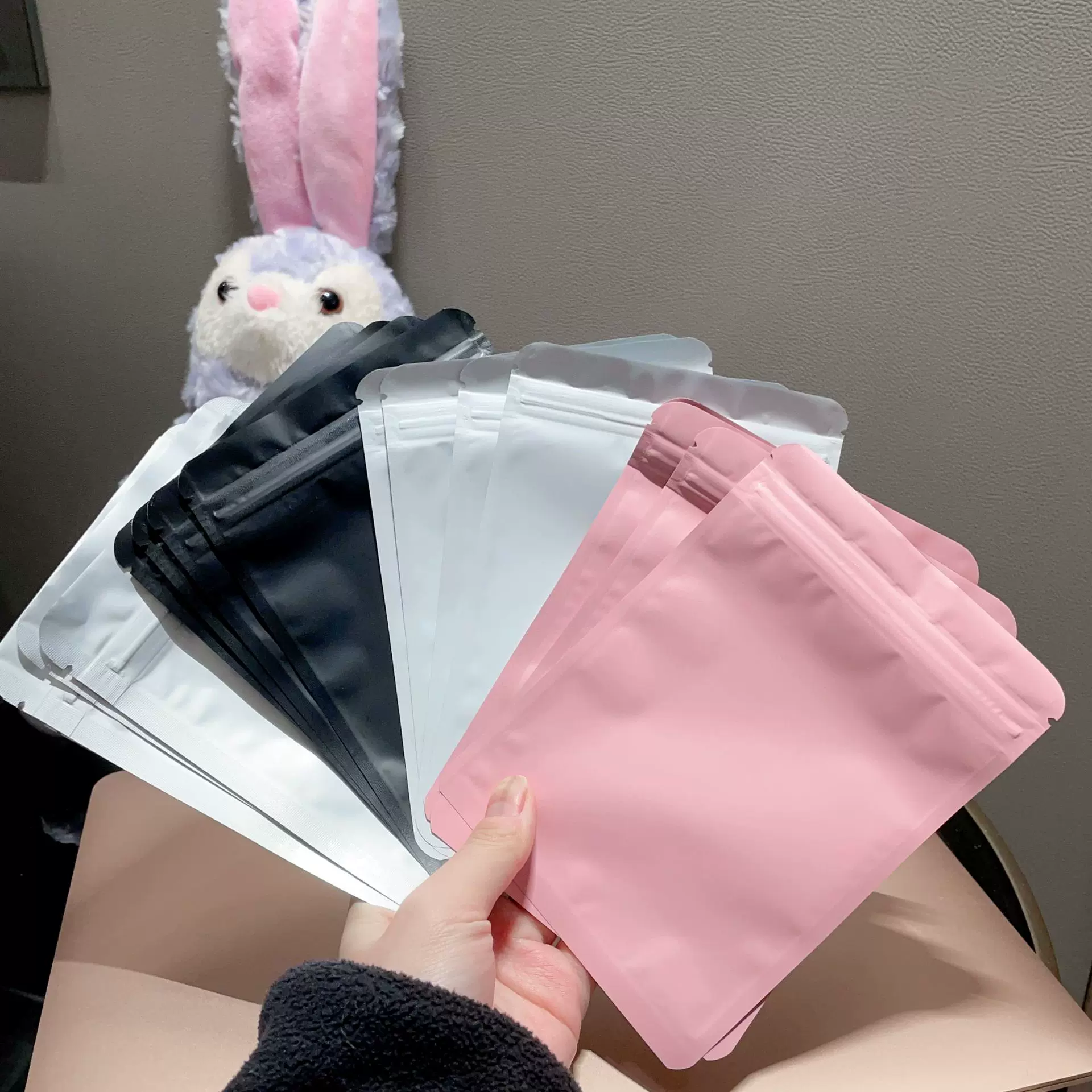 磨砂自封袋ins马卡龙盲袋包装袋饰品密封镀铝箔袋不透明小卡骨袋